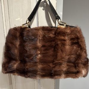 Paolo Masi brown leather, fur purse